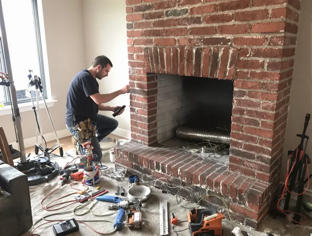 Plainville Chimney Sweep specialist finalizing chimney liner service in Plainville, CT