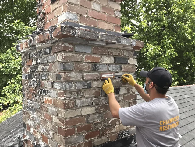 In-progress chimney restoration by Plainville Chimney Sweep in Plainville, CT