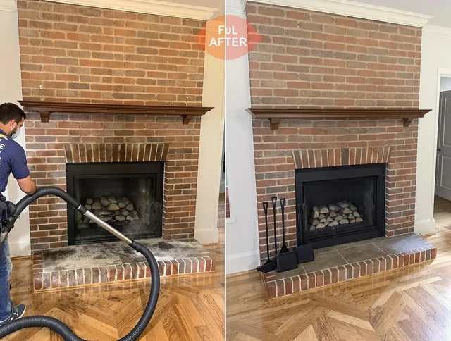 Plainville Chimney Sweep carefully sanitizing a fireplace in Plainville, CT